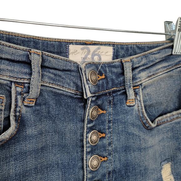 Free People Button Fly Sabrina Distress High Rise Super Skinny Jeans Women Sz 26 - Picture 7 of 7
